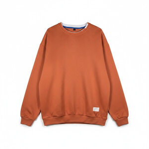 Mens Oversized Layered Collar Crewneck Pullover Sweatshirt Orange 2XL Streetwear